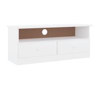 (white) vidaXL TV Cabinet Wooden TV Unit TV Stand with Drawers ALTA Solid Wood Pine
