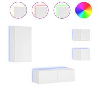 vidaXL 4 Piece TV Wall Cabinets with LED Lights White, White