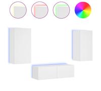 (white) vidaXL TV Wall Cabinets with LED Lights 3 Piece Floating TV Wall Unit TV Stand