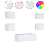 vidaXL 5 Piece TV Wall Cabinets with LED Lights White