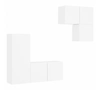 (white) vidaXL TV Wall Units 4 Piece Floating TV Wall Unit TV Stand Engineered Wood