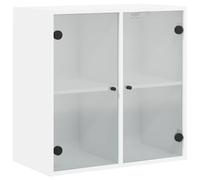 vidaXL 2 Glass Door White Wall Cabinet - Size: 68.5 x 68 x 37cm - Wilko