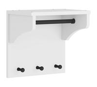 (white) vidaXL Wall-mounted Coat Rack SANDNES 43x30x42 cm Solid Wood Pine
