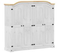 (white) vidaXL Wardrobe Armoire Closet Clothes Storage Organiser White Solid Wood Pine