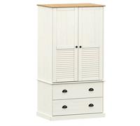 (white) vidaXL Wardrobe Closet Clothes Wooden Storage Organiser VIGO Solid Wood Pine