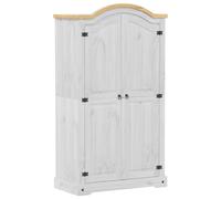 (white) vidaXL Wardrobe Cupboard Closet Clothes Storage Organiser Solid Wood Pine