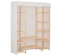 (white) vidaXL Wardrobe Fabric Clothes Storage Cabinet Organiser Shelves Grey/White