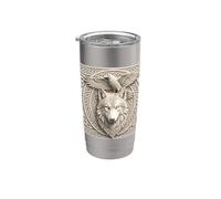 White Viking Wolf Norse Mythology Celtic Knotwork Coffee Stainless Steel Insulated Tumbler