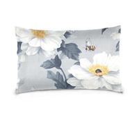 White Vintage Flower Bee Standard/Queen Size satin pillowcase for hair and skin cotton flannel pillowcases Smooth Soft Breathable fundas para almohadas 20x30 inchs Set of 2