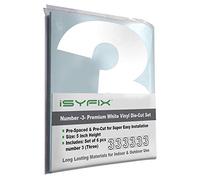 White Vinyl Number 3 (Three) Stickers - 6 Pack 5 inch Self Adhesive - Premium Decal Die Cut & Pre-Spaced for Mailbox, Signs, Door, Cars, Trucks, Home, Business, Address Number, Indoor & Outdoor