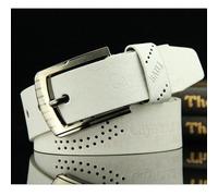 (white) Vogue Pin Buckle Belt Leisure Fashion Retro Hollow out Clothing Accessories Men's Belt Leather