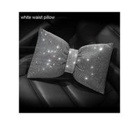 (white waist pillow) 1PC Diamond Crystal Bowknot Car Neck Pillow Rhinestone Auto Headrest Seat