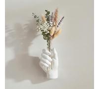 White Wall Art Decor Hand Vase, Unique 3D Wall Sculptures Mount Vases for Flowers, Contemporary Gallery Art Whimsical Home Indoor Outdoor Decor Accent, Dimensional Hand Sculpture, Glass Test Tube