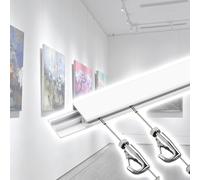 White Wall Art Hanging System Discreet Picture Rail Track for Studio Hotel & Meeting Rooms 1.5m Click Rail with 2.5m Cable & 3 Hooks - Easy Installation