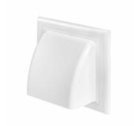 White Wall Ducting Cowl - 125mm - with Gravity Flap, Backdraught Shutter, Damper.