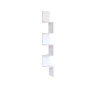 White Wall Mounted 5 Tier Corner Shelf Home Office Book Pictures Cd Storage Shelving