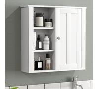 Homcom Modern Wall Mounted Bathroom Cabinet With Adjustable Shelves, White