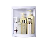 White Wall-Mounted Corner Bathroom Cabinet 23x23x36.5cm No-Drill Installation Versatile Hanging Kitchen Furniture Plastic Finish Perfect for Kitchen & Bathroom Storage