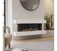 White Wall-Mounted Electric Smart Fire Place with Surround - 52 Inch - AmberGlo