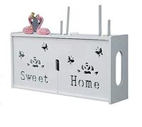 White Wall Mounted Router Shelf, Floating Storage Organizer for Cables, DVD Players, Game Consoles & Remotes - Stylish Wire Management, Size D-48×12×28 cm