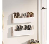 White Wall Mounted Shoe Racks 2-Piece Solid Pine Wood - 59x9x23cm