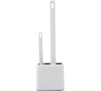 White Wall Mounted Soft Silicon Toilet Brush Cleaner Set