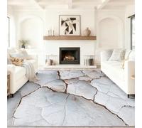 White Wall Plaster Cracks Plaster Texture Print Rug 60 x 110 cm, White Modern Minimalism Style, Soft Low Pile Vacuum Friendly Non Slip Backing Rug for Living Room, Bedroom, Bedside, Machine Washable