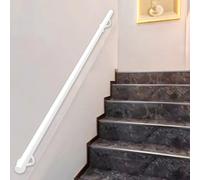 White WallMounted Railing for Indoor/Outdoor UseRound Tube DesignSafe Durable & StylishSizes: 1m 1.5m 2m 2.4m 3.6m 4mIdeal for Staircases & Patios