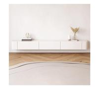 White WallMounted TV Cabinet for Small Apartments Floating Media Console with Storage Door 140cm Under TV Entertainment Shelf Modern Design for Organized Living Room