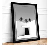 White Walls, Silent Palms Minimalist Framed Wall Art Print A3 (42×29.7cm) Black, Wall Decor for Living Room, Bedroom, Office & Home, Ready to Hang, Art Gift