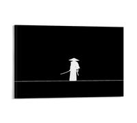 White Warrior with Sword on Black Background Poster Poster Vintage Art, Wall Canvas, Decoration Aesthetic, Living Room, Kids Room Dormitory, Cafe, Bathroom, Suitable for Bedroom, Gym, Cool Classic 20x