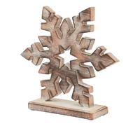 White Wash Collection Wooden Snowflake Decoration Love Lace Brown One Size