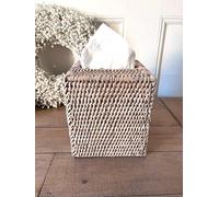 White Wash Rattan Tissue Box Napkin Holder (Tissue Box Cover Square (16cm))