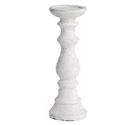 White Wash Stone Textured Vintage Column Candle Holder | 30cm Height | New Home Gift | Birthday Present