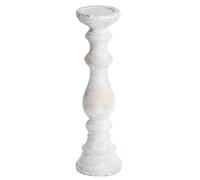 White Wash Stone Textured Vintage Column Candle Holder | 40cm Height | New Home Gift | Birthday Present