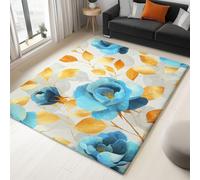 White Washable Rugs Living Room 140 x 200 cm Soft Short Pile Area Rug,Watercolour Hand-Drawn Rose Leaves Carpet, for Indoor Bedroom Living room, Dining Room Home Office