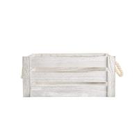 White Washed Finish Rope Handle Wooden Crates Storage Box Wooden Display Shelves Christmas Eve Box Wedding Decoration Gift Box (XL)