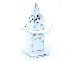 White Washed Pyramid Incense Holder - Mini House Decor & Meditation Accessory