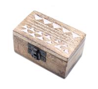 White Washed Wooden Box - Pill Box Aztec Design