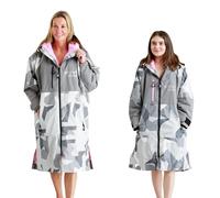 WHITE WATER Junior Hard Shell Unisex Waterproof Changing Robe | Windproof, Quick Dry, Sherpa Fleece Lining | Arctic Camouflage With Pink Lining