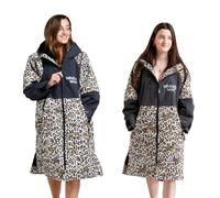 WHITE WATER Junior Hard Shell Unixes Waterproof Changing Robe | Windproof, Quick Dry, Sherpa Fleece Lining | Leopard Print With Black Lining