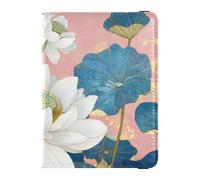 White Water Lily Blossom Animal Butterfly Leather Passport Holder Cover Wallet Passport Case Passport Holder Combo with Vaccine Card Slot Ultra Slim, white water lily blossom animal butterfly, One