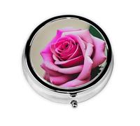 White Watercolor Floral Rose Pill Box Metal Round Small Pill Case Cute 3 Compartment Pill Organizer Portable Travel Pillbox Mini Pill Container Holder for Daily Medicine Supplement Vitamin
