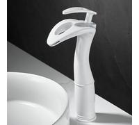 White Waterfall Bathroom Faucet Single Handle Mixer Tap for Sink Hot & Cold Water Basin Faucet Modern Wash Basin Mixer Stylish Vanity Sink Fixture