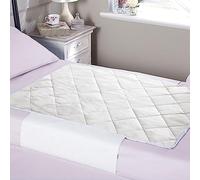 White Waterproof Bed Pad with Wings - Premium Quality Machine Washable Soft & Comfortable Incontinence Mat - Cotton & Polyester Diamond Quilted Mattress and Bed Sheet Protector, Measures 100 x 74cm