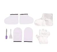 White Wax Bath Mitts Set, Professional Paraffin Wax Hand Foot Cover, Spa Gloves Socks Set with Large Brush and Purple Spatula, Moisturizing Treatment for Salon or Home Use, Include