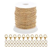 White Wax Cord for Jewellery Making Feet, 32.8 cm Bracelets, Stainless Steel Rings, Spool, DIY Necklace with for Jewellery and Crystals with Flat Back for Jewellery Making (Gold, One Size)