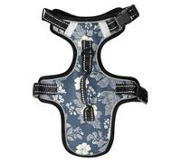 White Web Leaves Flowers Navy Boho Reflective Vest for Small Dogs for GSD Working durables Dog Vest for Walking Chaleco para perro