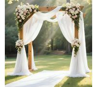 White Wedding Arch Draping Fabric 28'' x 20FT Sheer Chiffon Drape Backdrop | 1 Panel Backdrop for Fall Wedding Bridal Shower Baby Shower Photo Tea Party Birthday Christening Outdoor Decor