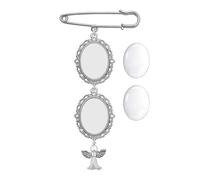 White Wedding Bouquet Photo Charm Pin Lacy Oval Bridal Walk Down The Aisle Easy To Make Photo Pin